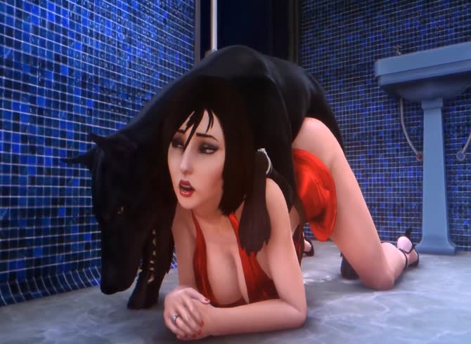 Video :Big boobs babe got banged by a dog's big animal dick